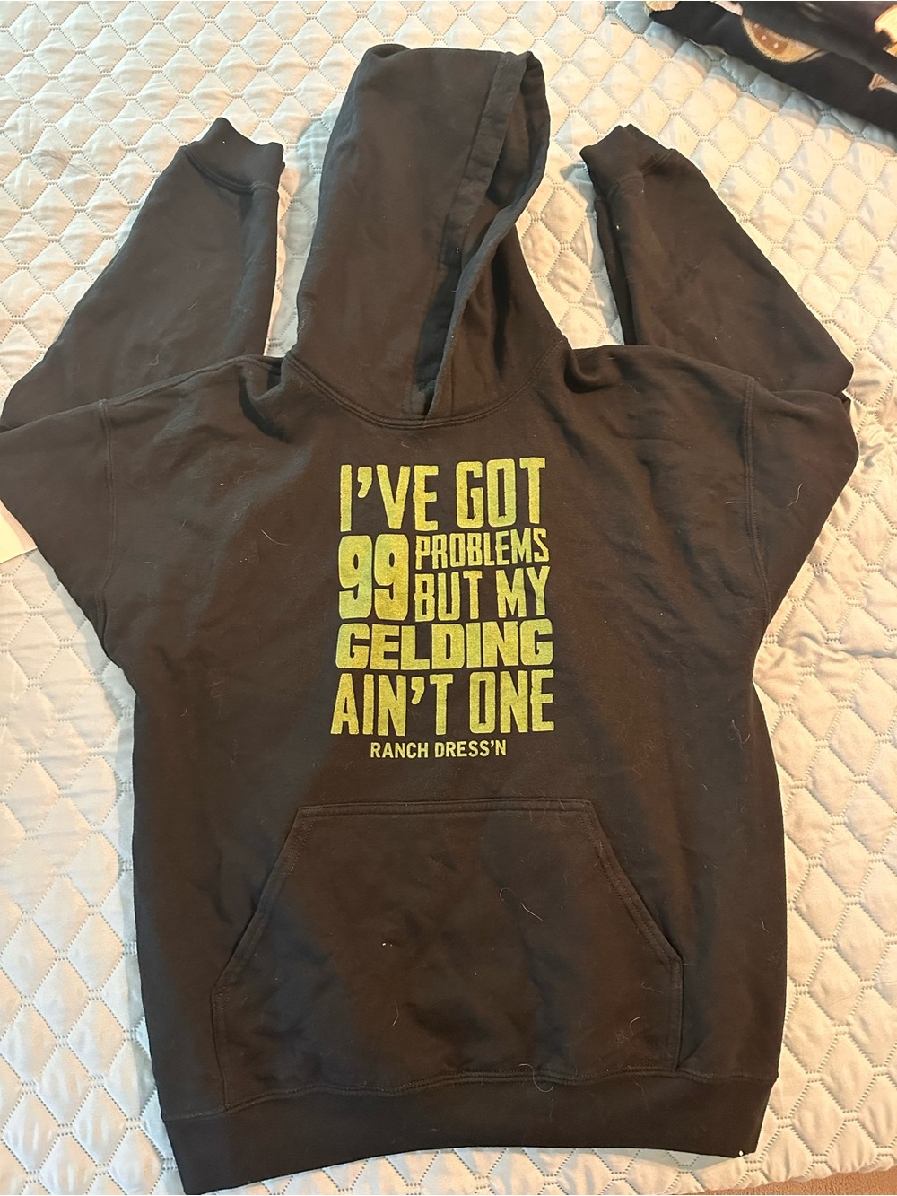 Black ranch dress’n Hoodie with green Graphic "I've Got 99 Problems"